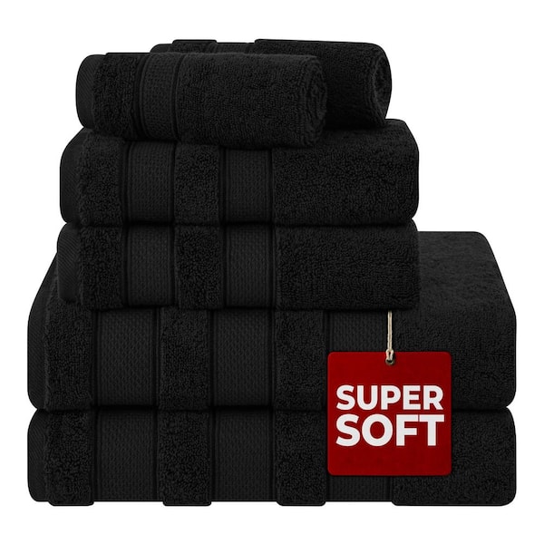 American Soft Linen Luxury Salem Collection, 6 Piece Bath Towel Set, Black