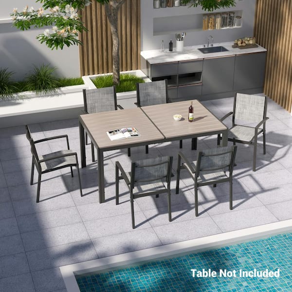 JOYESERY 6-Piece Patio Dining Chairs Breathable Textilene Chairs, Weather-Resistant, Lightweight and Stackable, Grey