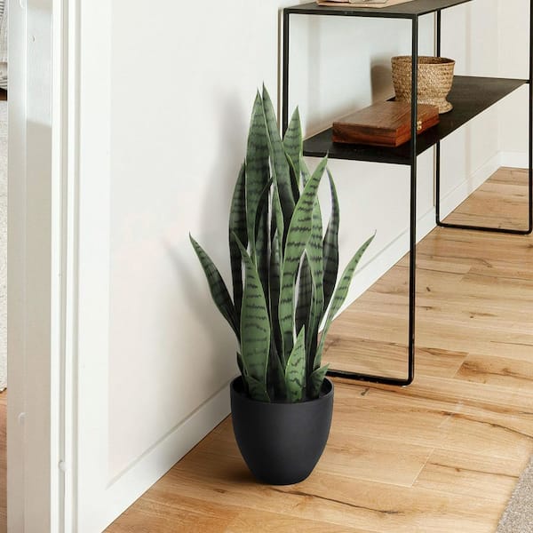 26 in. Sanseveria Artificial Snake Plant in Black Pot