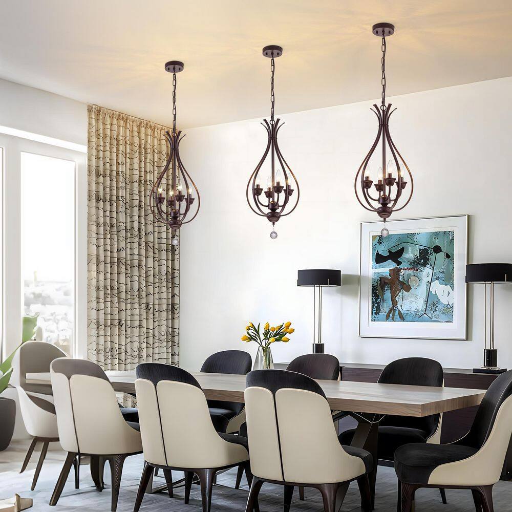 Farmhouse 4-Light Black Candle Chandelier with Crystal Accent and Adjustable Chain for Foyer Dining Room Entryway price history on PriceWatchPro