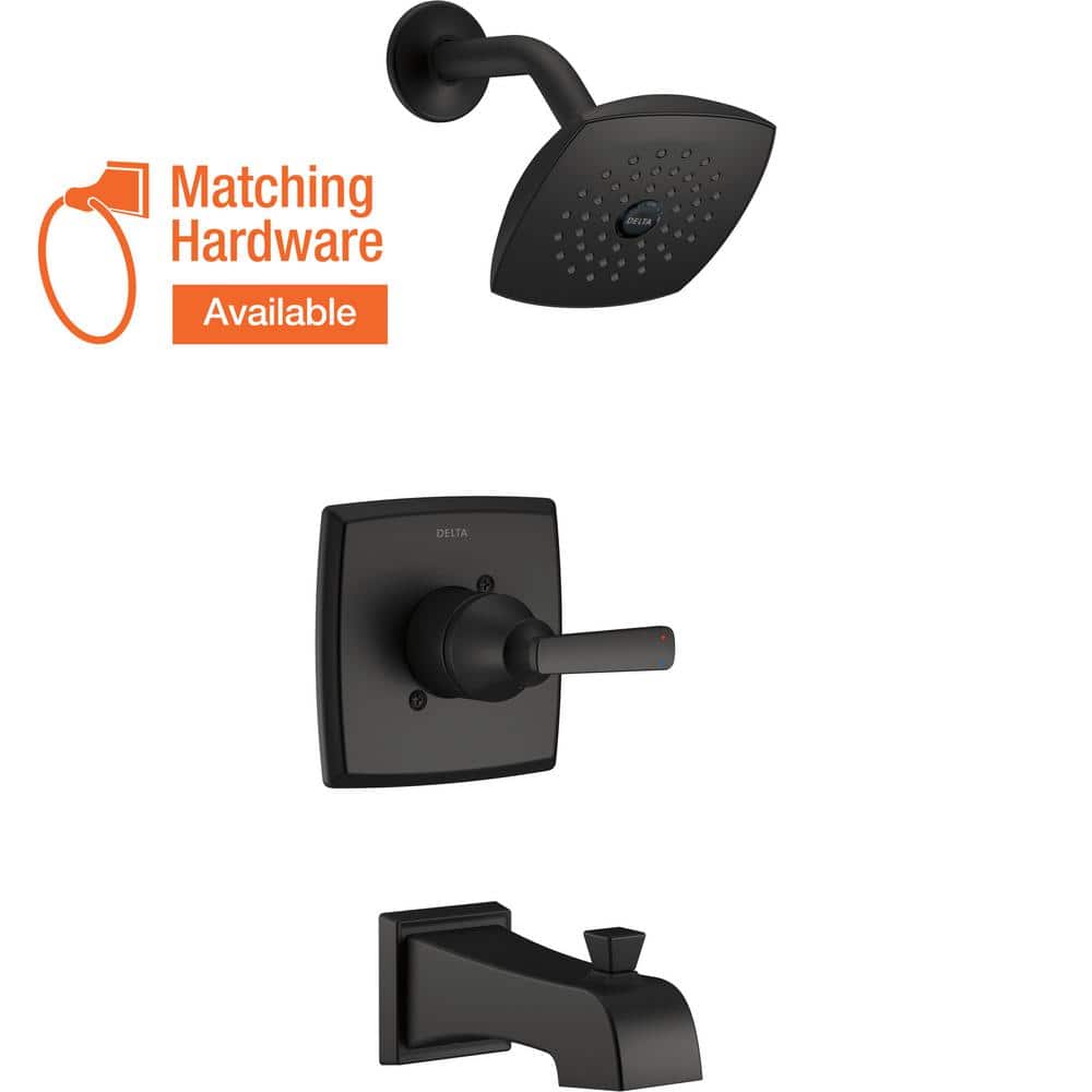 Delta Ashlyn 1Handle Wall Mount Tub and Shower Faucet Trim Kit in Matte Black (Valve Not