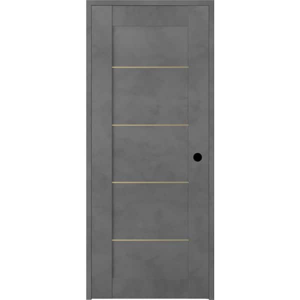 Belldinni Vona 07 4H Gold 32 in. x 80 in. Left-Handed Solid Core Dark Urban Textured Wood Single Prehung Interior Door