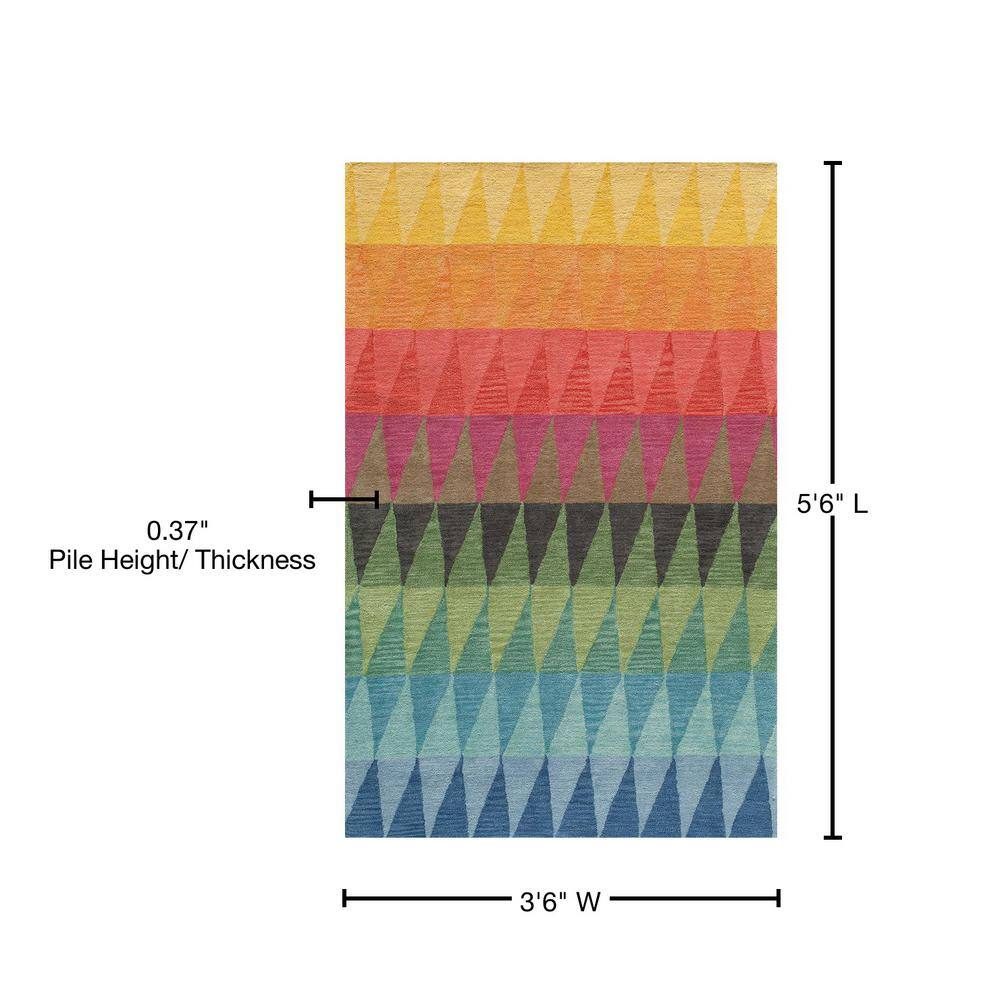 Handmade Multicolor Geometric Wool Tufted Area Rug 3'6" x 5'6"