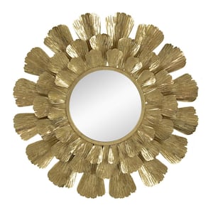 Anky 37 in. W x 37 in. H Iron Framed Gold Wall Mounted Decorative Mirror