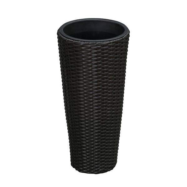 Balkene Home Noah 2-Piece Round Wicker Planter Set - Black