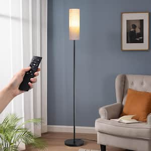 65 in. Minimalist Black 3-Light Smart Dimmable Swing Arm Floor Lamp for Living Room with Fabric Rectangular Shade