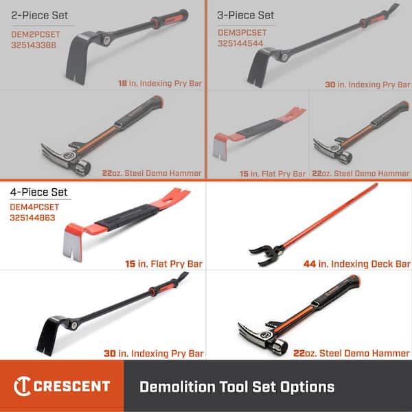 Demolition Hammer and Pry Bar Tool Set (4-Piece)
