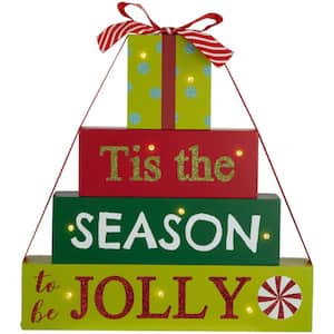 Lighted Tis the Season to be Jolly Christmas Decoration - 11.75 in.