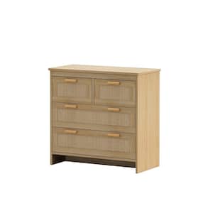 31.5 in. W x 15.75 in. D x 31.50 in. H Gray Corner Linen Cabinet, Rattan Cabinet with 4 Drawers