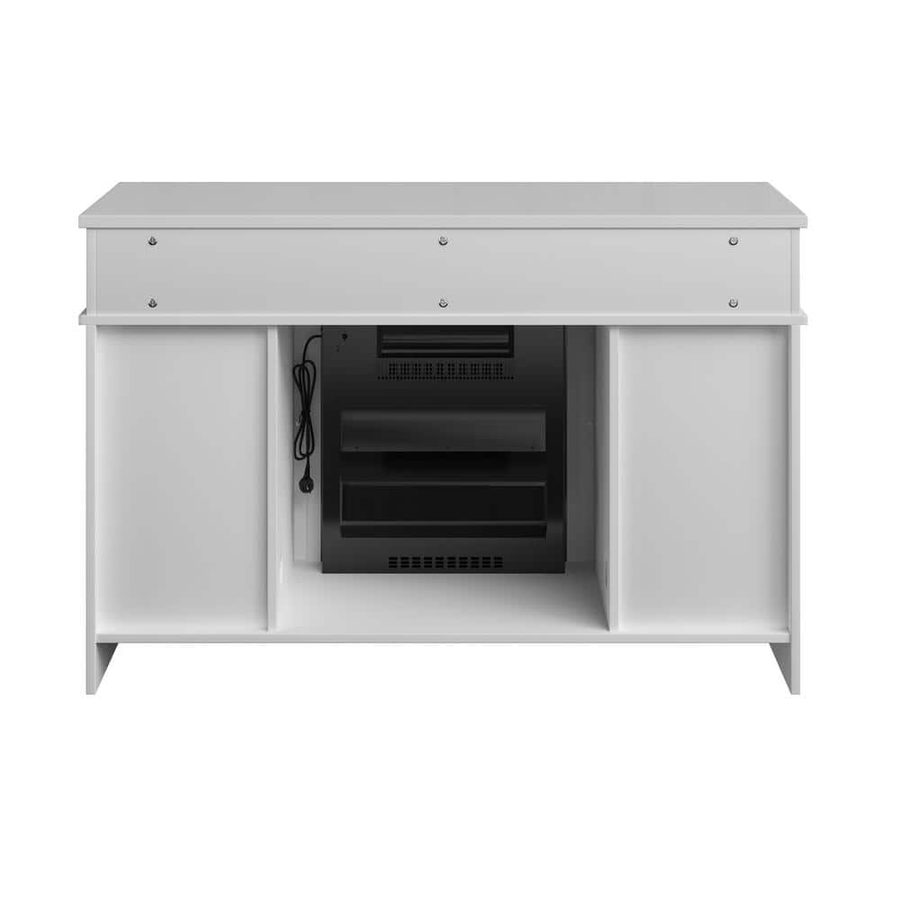 Northwest TV Stand with Electric Fireplace Fits TVs up to 50 in. - Media Console with Storage Cabinet, Adjustable Heat (White)