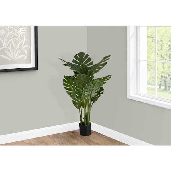 Unbranded 45 in. Green Artificial Monstera in 6 in. Black Plastic Pot