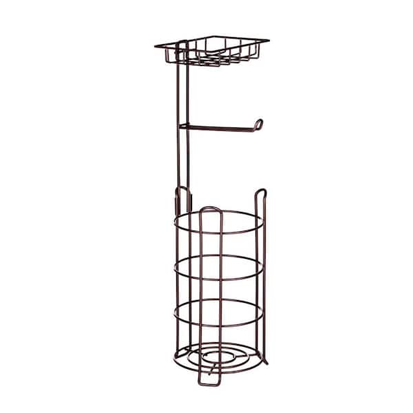 Cubilan Freestanding No Post Toilet Paper Holder Toilet Roll Dispenser with Storage Shelf in Bronze