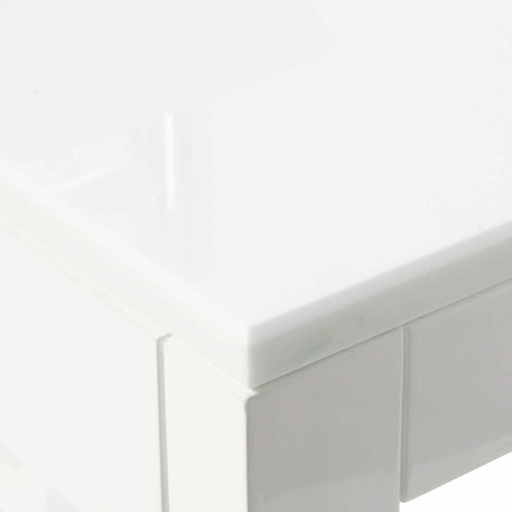 White Engineered Wood Single Vessel Sink Vanity Set with Mirror