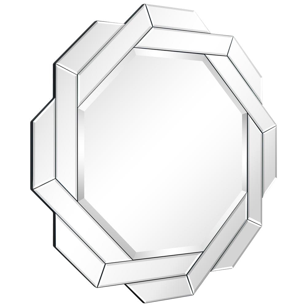 34" Round Frameless Beveled Mirror with Interlaced Design