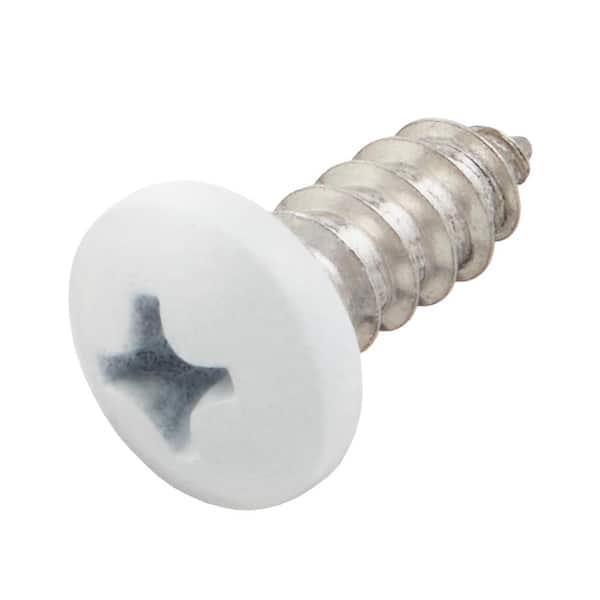 #10 x 1/2 in. White Stainless Steel Phillips Pan Head Standard Sheet Metal Screw (20-Pack)