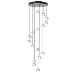 16 Lights Black Raindrop Crystal Chandelier for Living Dining Room Staircase, G4 Bulb Base