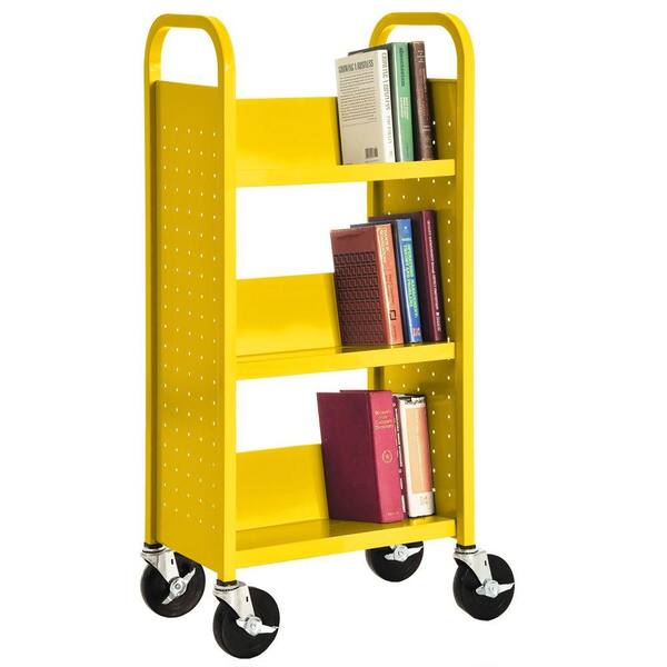 Sandusky 46 in. Yellow Metal 3-shelf Cart Bookcase with Locking