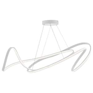 1-Light Dimmable Curvy Integrated LED White Chandelier