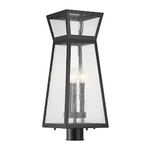 Millford 9 in. W x 23.25 in. H 3-Light Matte Black Hardwired Outdoor Weather Resistant Post Light with No Bulbs Included