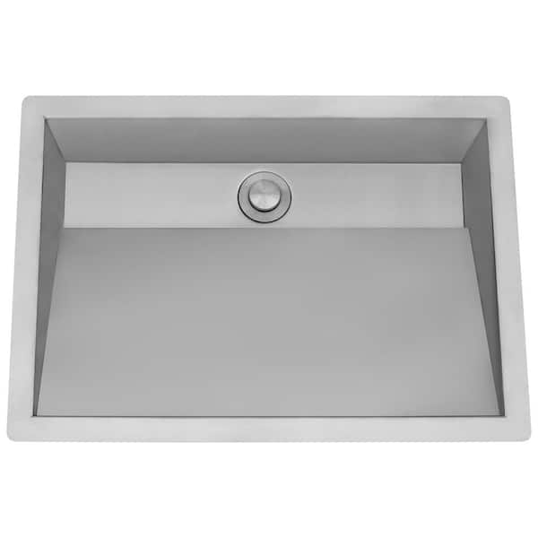 Ruvati Cresta 20 in. x 14 in. Undermount Ramp Bathroom Sink in Brushed Stainless Steel