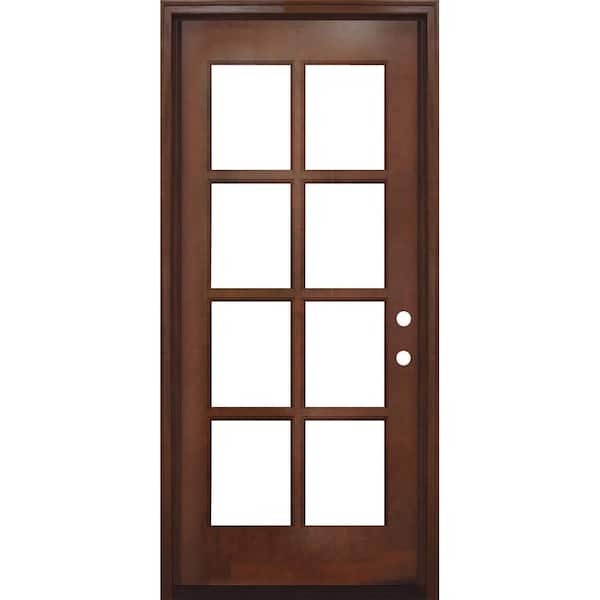 Steves & Sons 36 in. x 80 in. Craftsman Richmond 8-Lite Left-Hand Inswing Chestnut Mahogany Wood Prehung Front Door