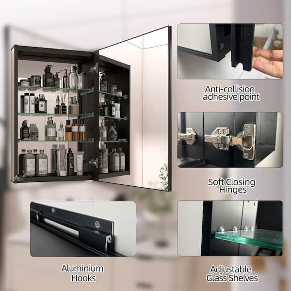 Getpro Nox 20 in. W x 30 in. H Rectangular Aluminum Medicine