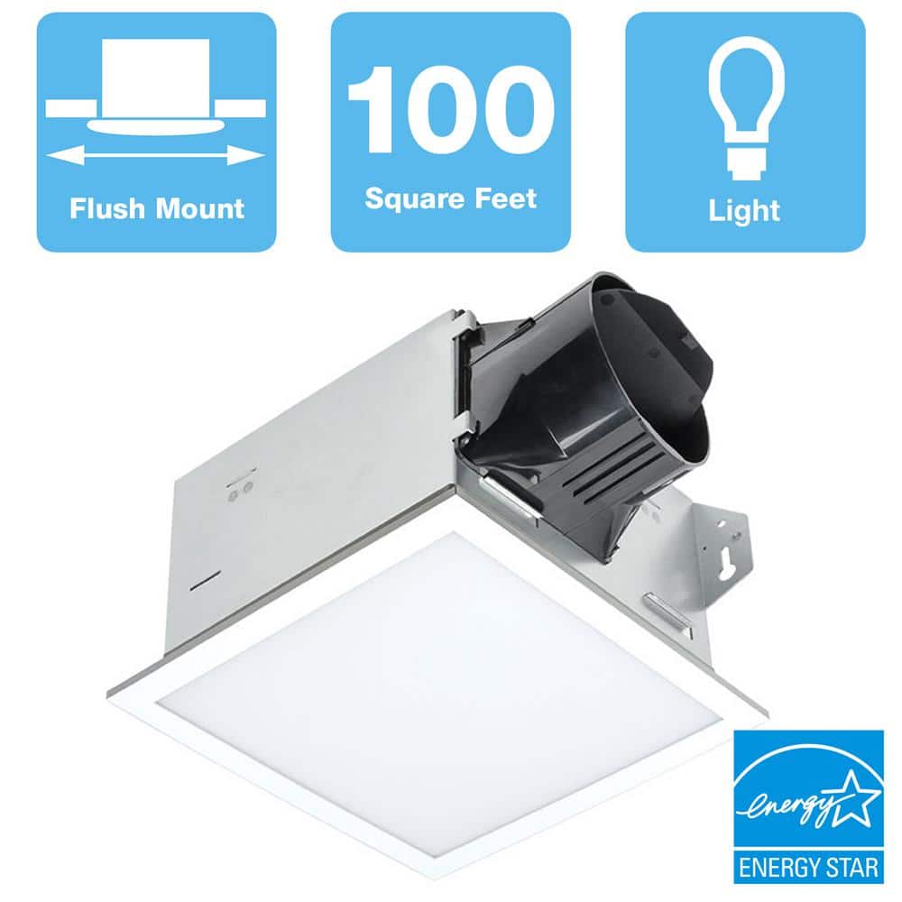 White Dimmable LED Bathroom Exhaust Fan with Galvanized Steel Housing