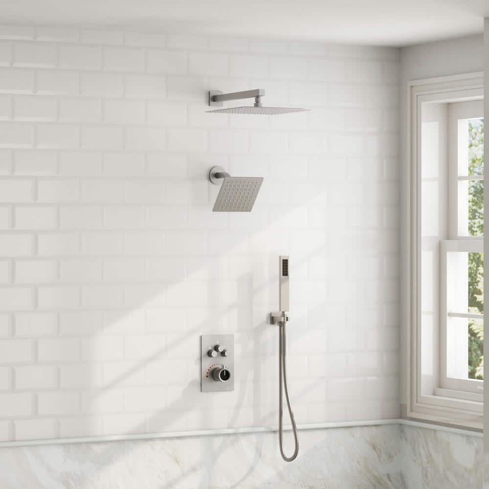 Multiple Press 12 in. Triple Handle 7-Spray Shower Faucet 2.5 GPM with Anti Scald in. Brushed Nickel Valve Included price history on PriceWatchPro