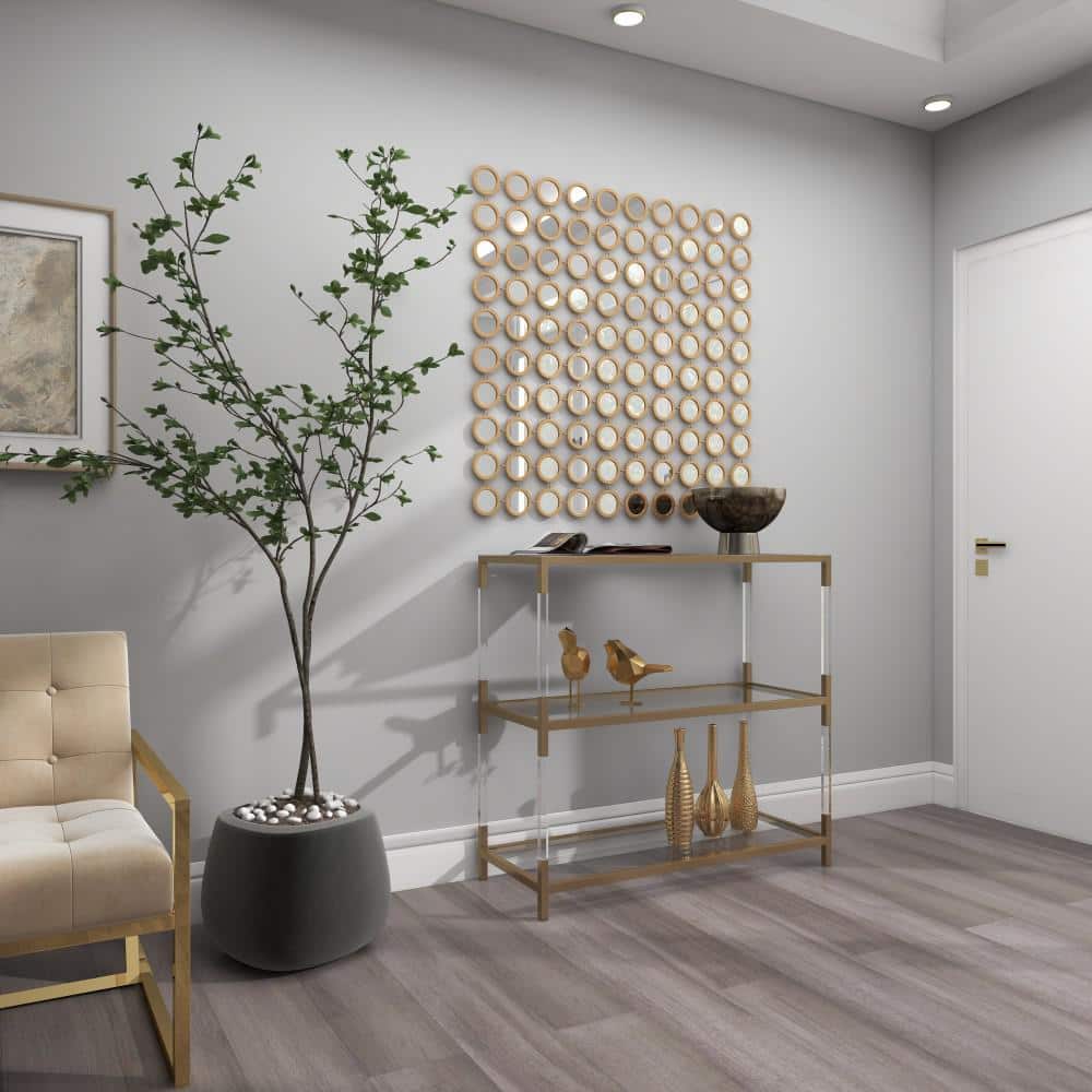 Square Gold and Silver Metal Wall Mirror Panel