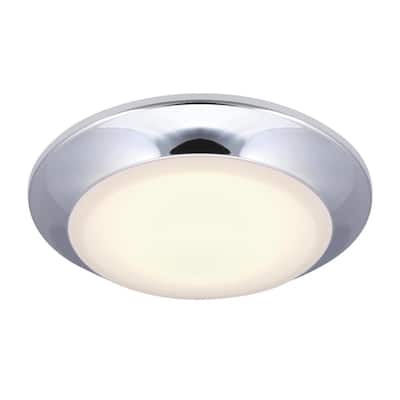 Makira 7.5-in. 16-Watt Chrome Selectable Dimmable LED Indoor/Outdoor Surface Mount