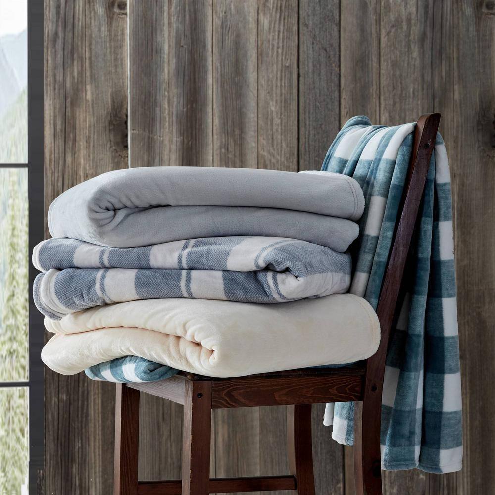 Twin Light Gray Reversible Fleece Blanket