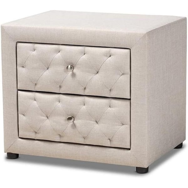 HOME IMPORTS EMPORIUM Beige 2 Drawer 22.4 in. W Nightstand, Sturdy Bedside Nightstand Table