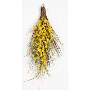 26 in. Artificial Forsythia Twig Teardrop in Yellow