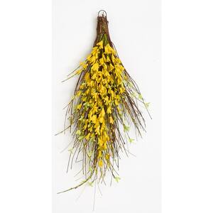 26 in. Artificial Forsythia Twig Teardrop in Yellow