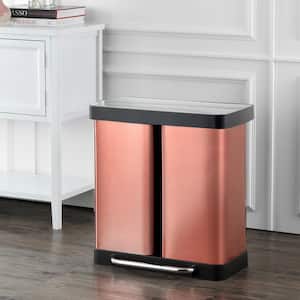 Edmund 16 Gal. Rose Gold Double-Bucket Kitchen Trash/Recycling Trash Can