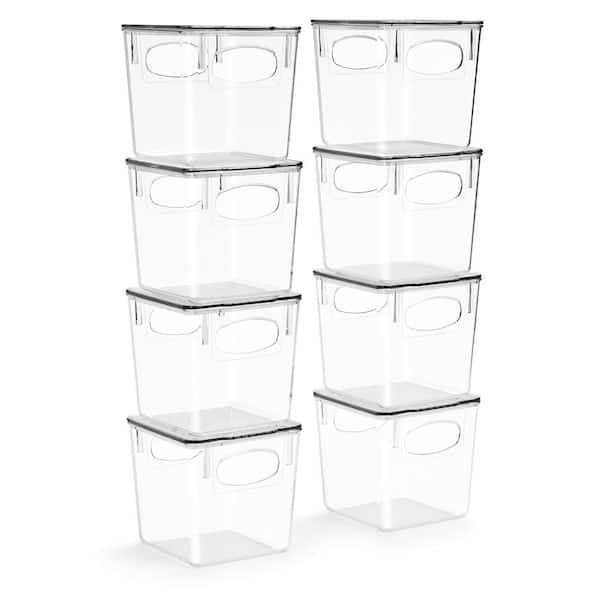 6 in. x 6 in. Laundry Storage, Set of 8 Clear Plastic Storage Bins with Lids, Stackable Laundry Room Organizer Bins