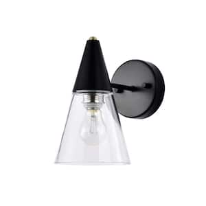 Latier 9 in. 1-Light Indoor Matte Black Finish Wall Sconce with Light Kit