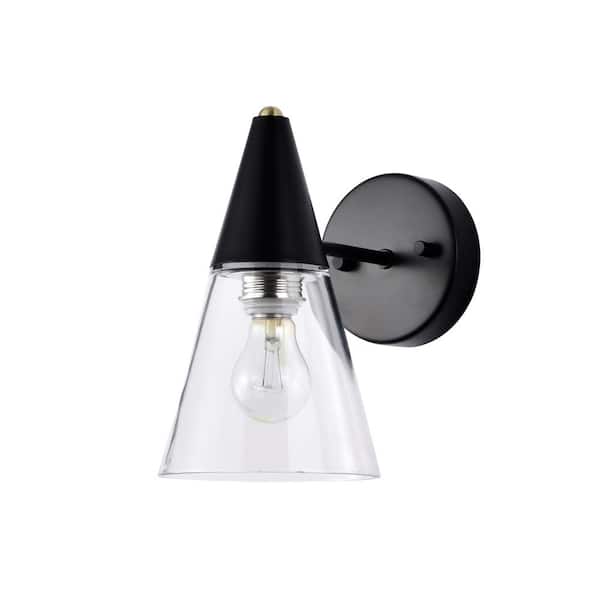 Warehouse of Tiffany Latier 9 in. 1-Light Indoor Matte Black Finish Wall Sconce with Light Kit