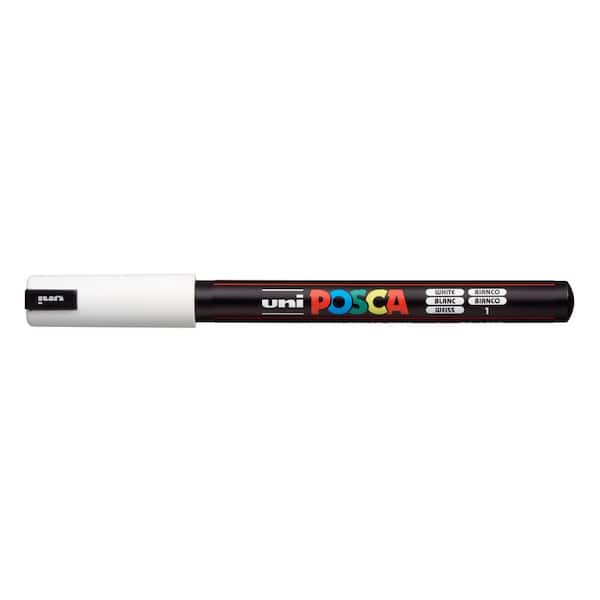Uni Posca PCF-350 Brush Tipped Paint Marker Art Pen - Fabric Glass Metal Pen - Black & White Set (1 of Each)