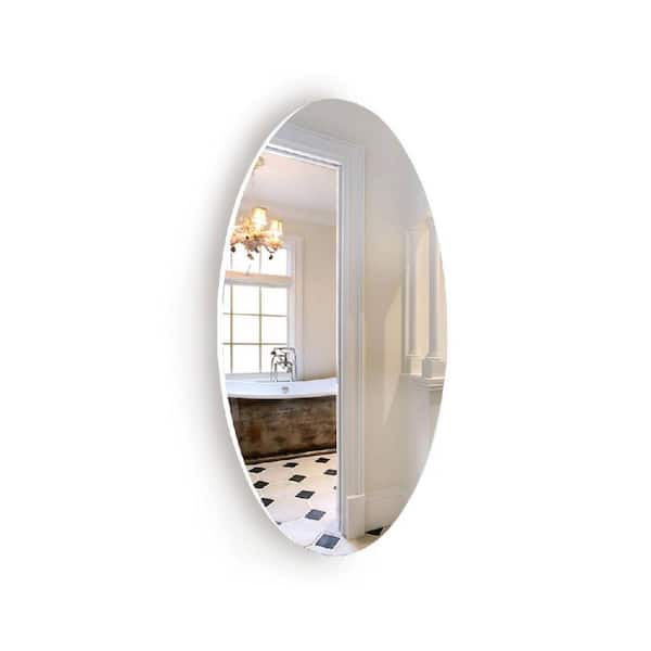 Unbranded 25.2 in. W x 14.8 in. H Oval Frameless Wall Mount Decorative Bathroom Vanity Mirror