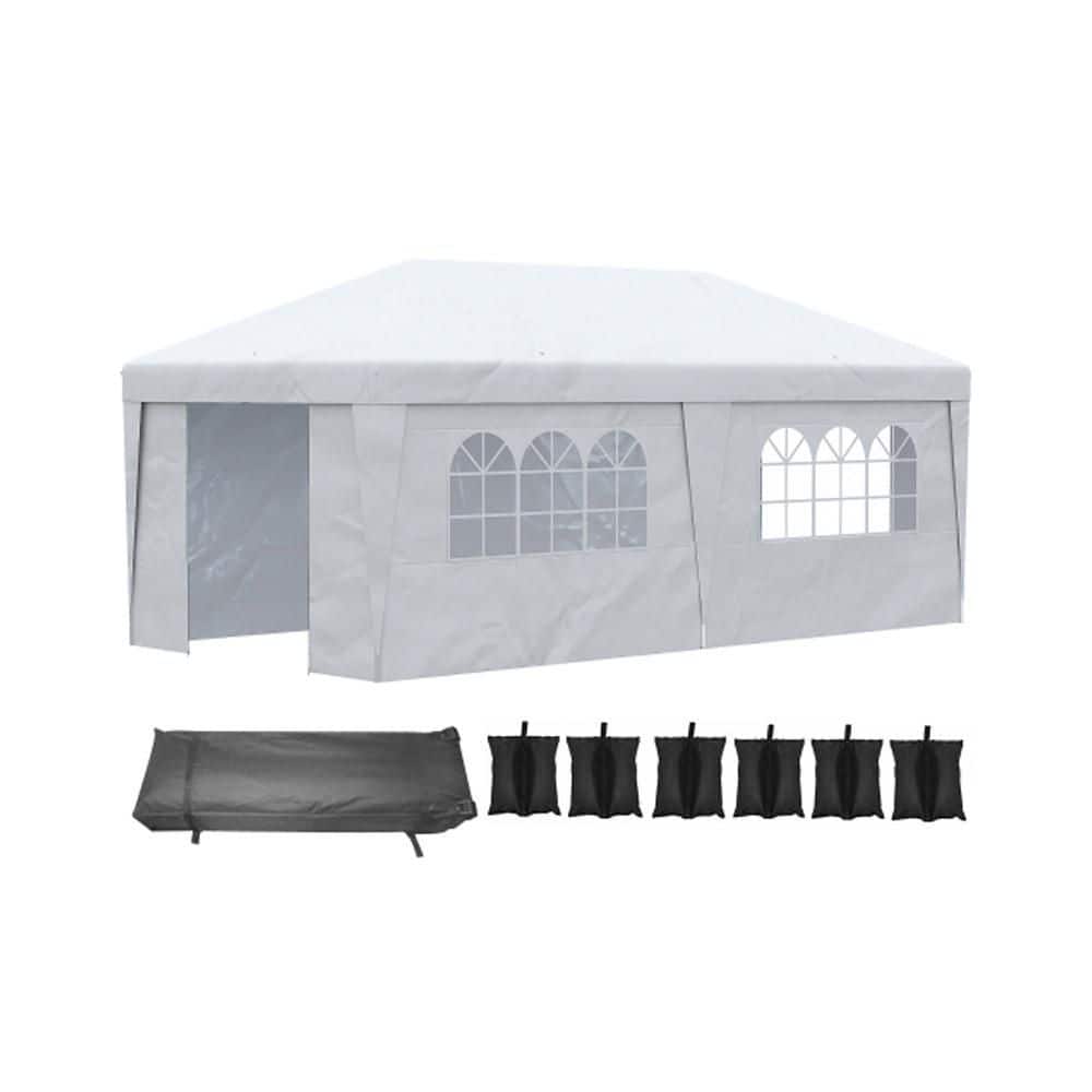 10 ft. x 19.5 ft. Outdoor Steel Event/Party Pop Up Tent Canopy with Sidewalls and Adjustable Height in White price history on PriceWatchPro