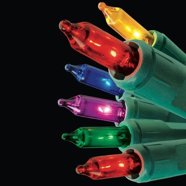 GE String-A-Long 100-Light Green Wire Multi-Color String Light Set