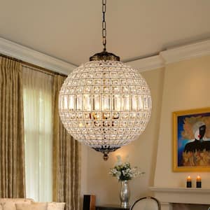 Allenglade 3-Light Unique Antique Gold Globe Chandelier with Crystal Accents
