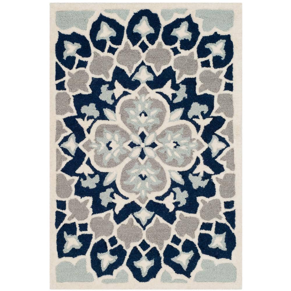 Bellagio Navy Blue/Ivory Doormat 2 ft. x 3 ft. Floral Area Rug price history on PriceWatchPro