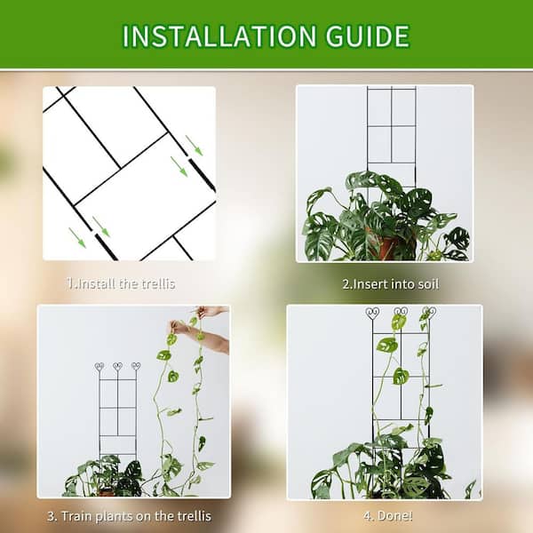 Cubilan 2 Pack 30 in. Metal Plant Trellis for Climbing Plants Rustproof Potted Plant Support for Ivy Vines, Hoya, Indoor Outdoor