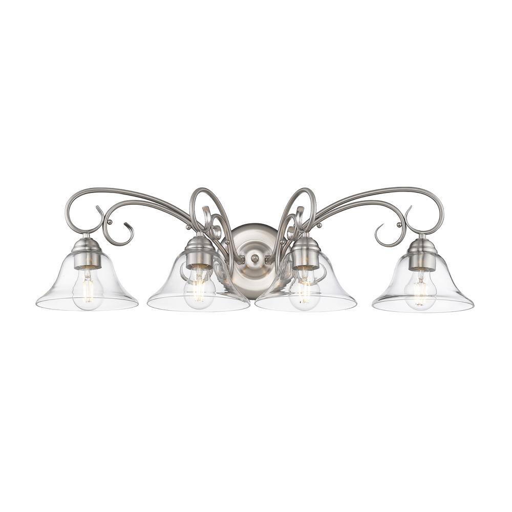 Silver and Clear Glass 4-Light Bath Vanity Fixture