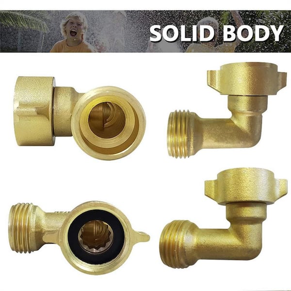 2-Pack Garden Hose Elbow Connectors 4 Pressure Washers 90-Degree Brass Hose 