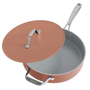 4.4 qt. Ceramic Nonstick Saute Pan with with Helper Handle and Lid, Dishwasher Safe, Oven Safe, in Orange