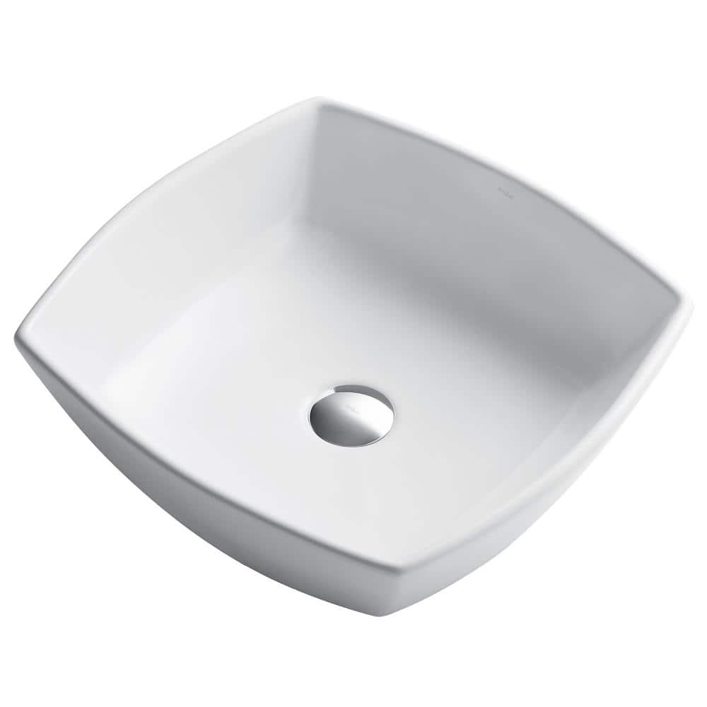 16.5 Inch White Ceramic Square Vessel Sink