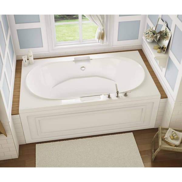 Antigua 72 in. Acrylic Center Drain Oval Drop-in Soaking Bathtub in White
